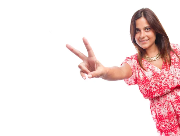 Satisfied girl victory gesture — Stock Photo, Image