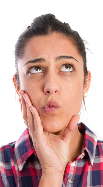 Primo piano di una ragazza pensierosa — Foto Stock