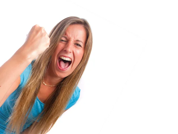 Chica feliz celebrando — Foto de Stock