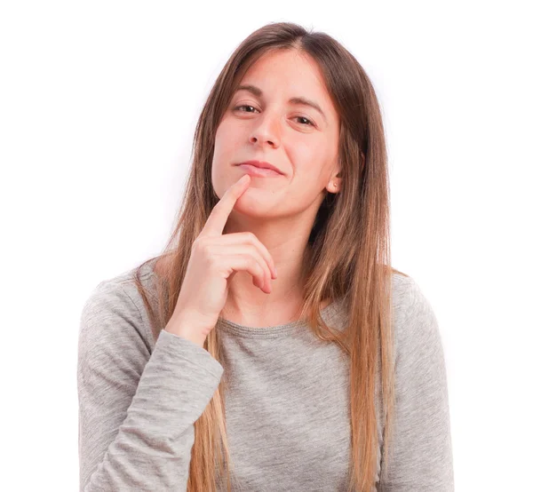 Chica feliz preguntándose — Foto de Stock