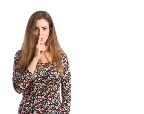 Young girl silence gesture — Stock Photo, Image