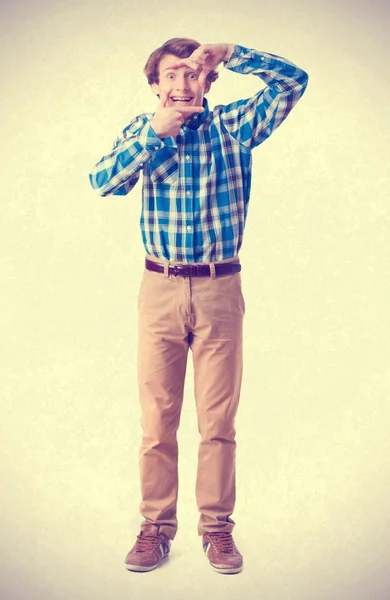 Happy boy frame gesture — Stock Photo, Image