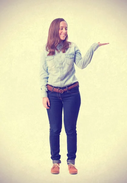 Young girl showing gesture. isolated — Stock Photo, Image