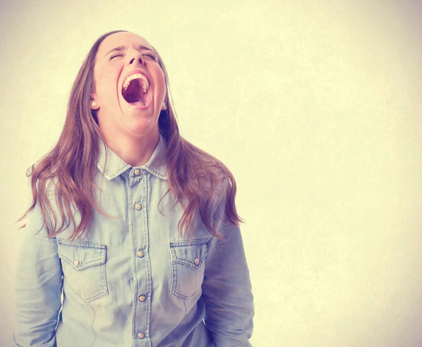 Shouting young girl. isolated — Stock Photo, Image