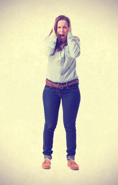 Young girl shouting — Stock Photo, Image