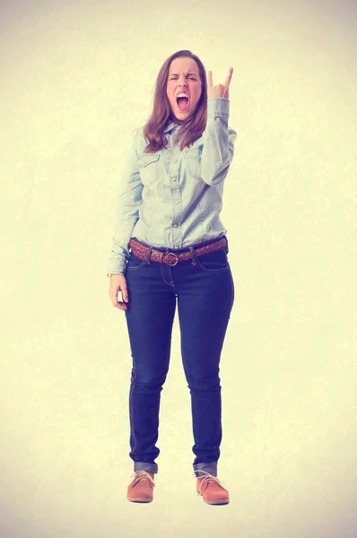 Young girl disagree gesture. isolated — Stock Photo, Image