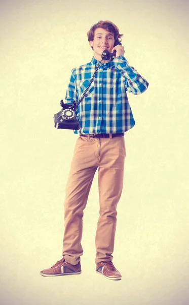 Teenager with telephone — Stock Photo, Image