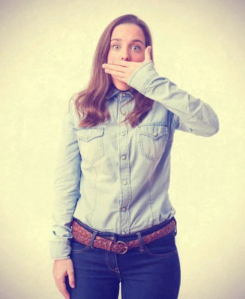 Surprised young girl. isolated — Stock Photo, Image