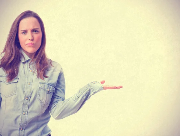 Ragazza dubbio gesto isolato — Foto Stock