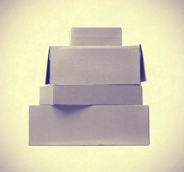 Grey cardboard boxes — Stock Photo, Image