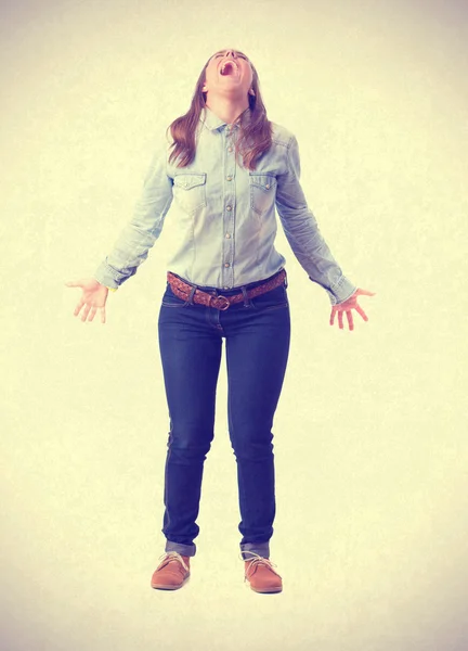 Shouting young girl. isolated — Stock Photo, Image