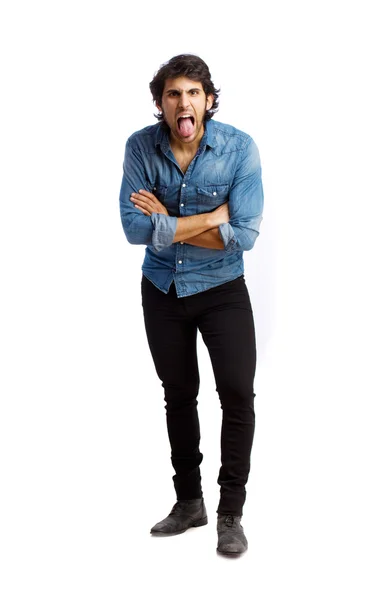 Hindu cool young man sticking out his tongue — Stock Photo, Image