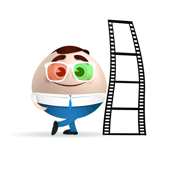 Cartoon man with a cinema frame — Stock Vector