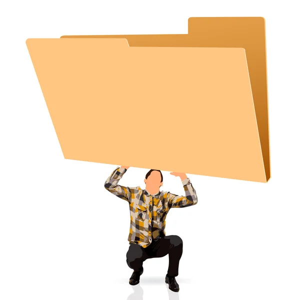 Young man holding an empty folder — Stock Vector