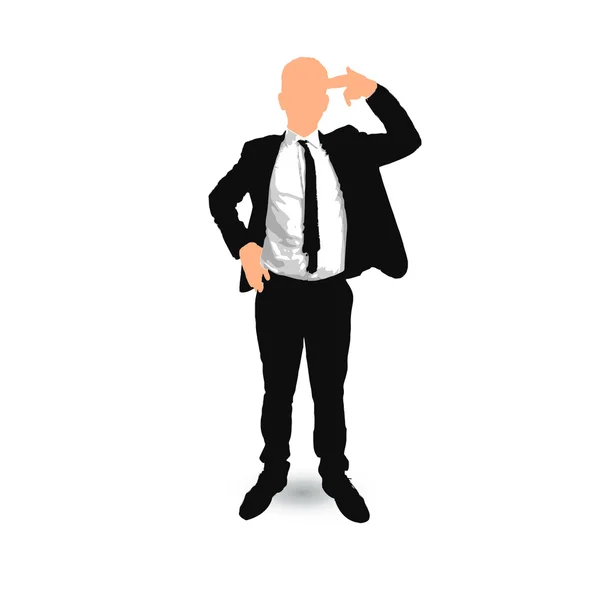 Businessman cartoon. suicide gesture — Stock Vector