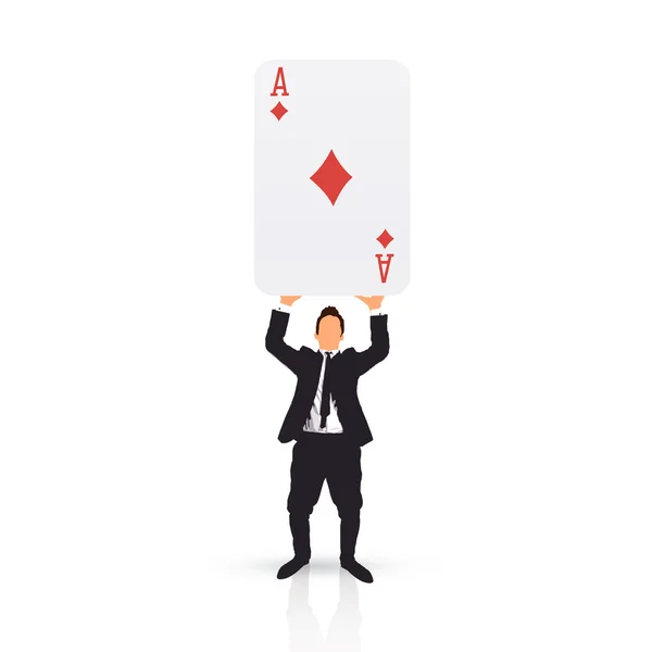 Young businessman holfing an ace card — Stock Vector