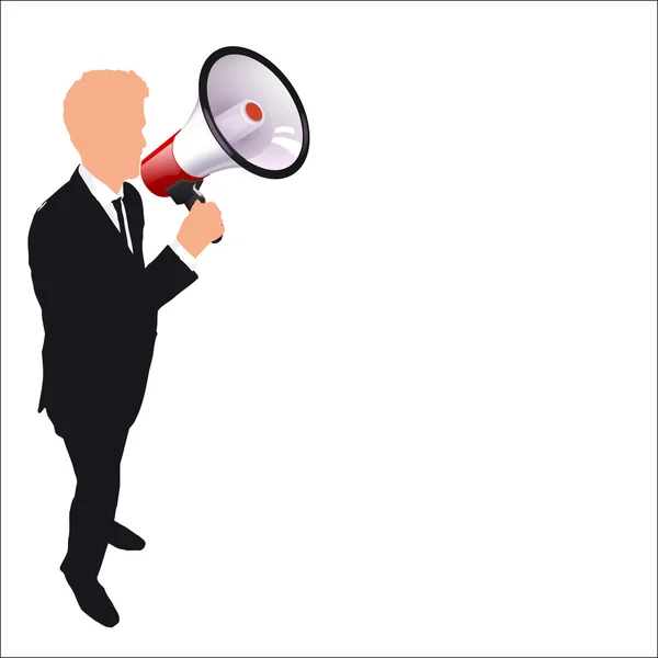 Businessman with a megaphone — Stock Vector