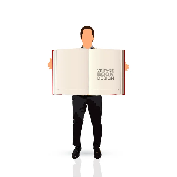 Young man holding a book — Stock Vector