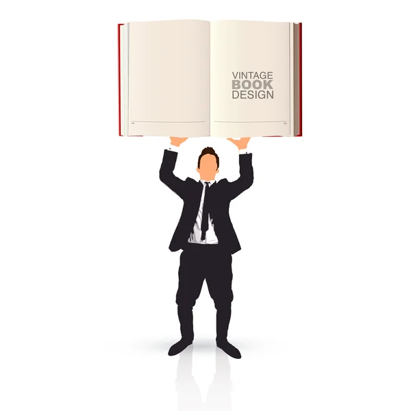 Young man holding an empty book — Stock Vector