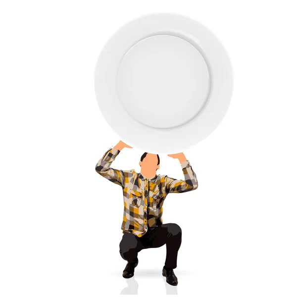 Young man holding an empty plate — Stock Vector