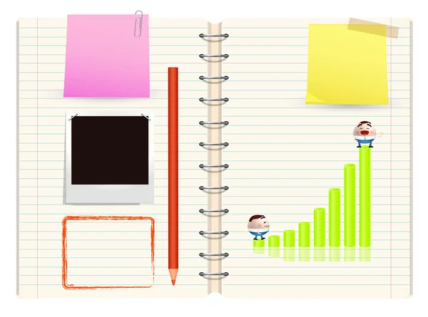 Barras gráficas no notebook — Vetor de Stock