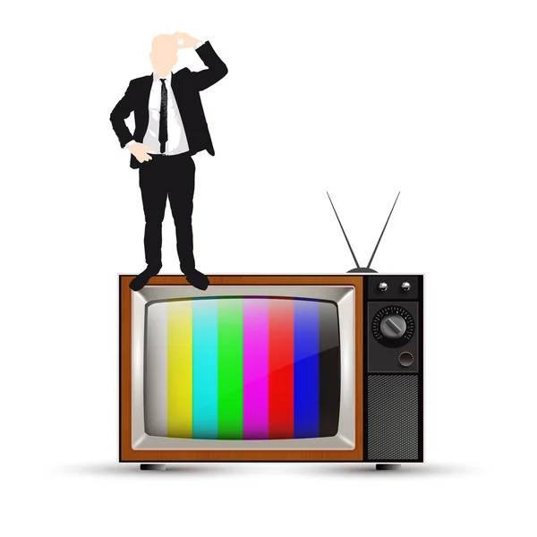 Businessman on tv — Stock Vector