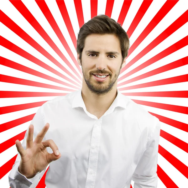 Young man with all right gesture — Stock Photo, Image