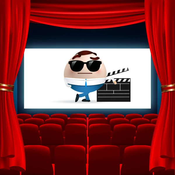 Dibujos animados en la pantalla de cine — Vector de stock