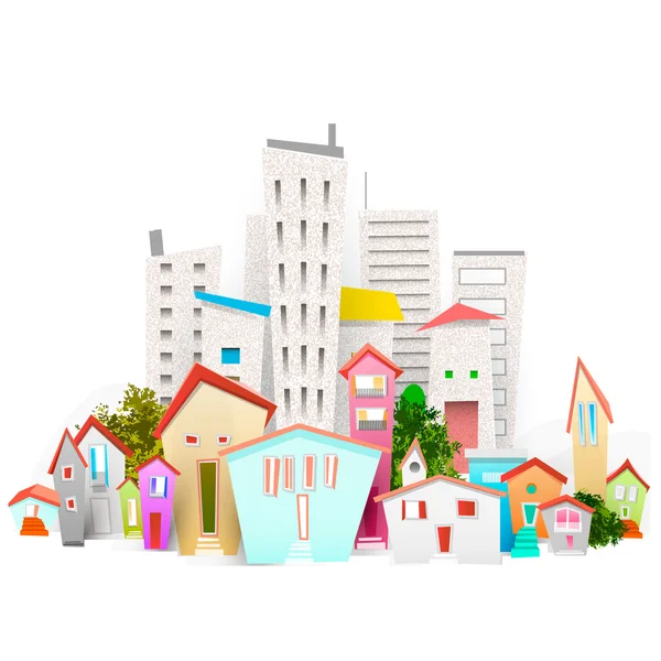 Città e cartoni animati — Vettoriale Stock