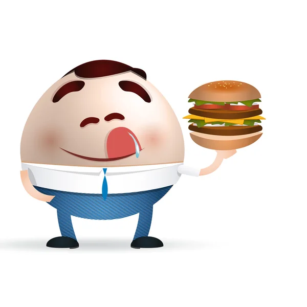 Hombre de dibujos animados que tiene un burgués — Vector de stock