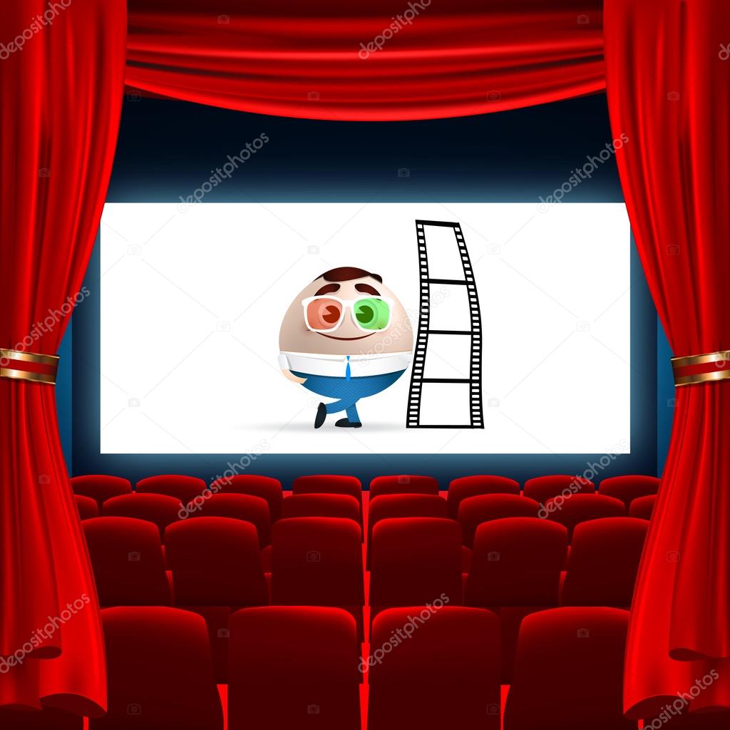 cartoon man on cinema screen