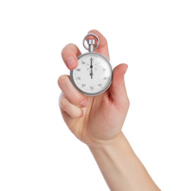 Young woman with a timer clipart