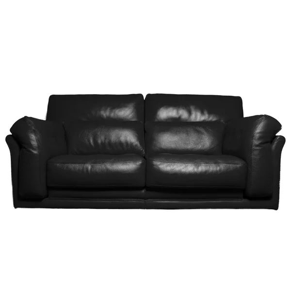 Black leather sofa — Stock Photo, Image