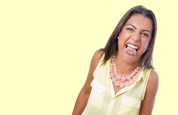 Pretty woman tongue gesture — Stock Photo, Image