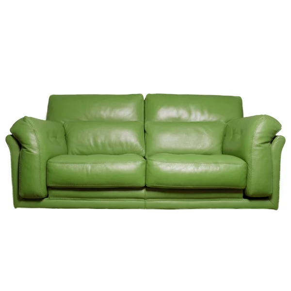 Green leather sofa — Stock Photo, Image