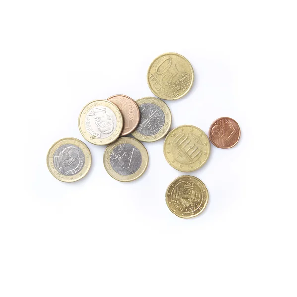 Monedas en euros — Foto de Stock