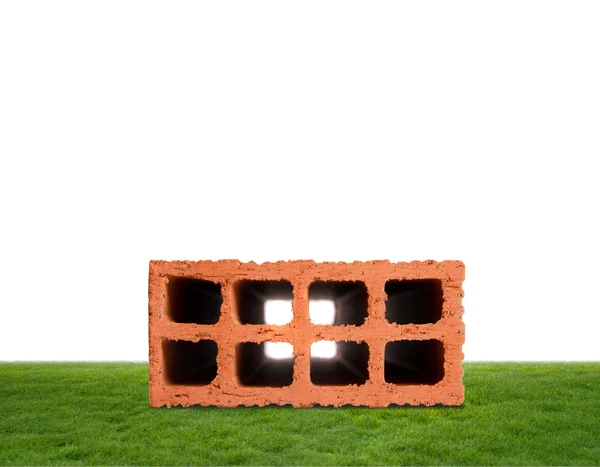 Brick on grass — Stock Photo, Image