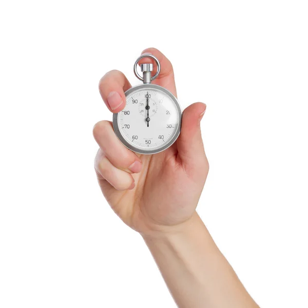 Jonge vrouw met een timer — Stockfoto