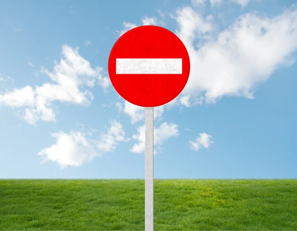 Prohibited sign on grass — Stock Image Prohibited sign on grass Royalty Free Stock Photos