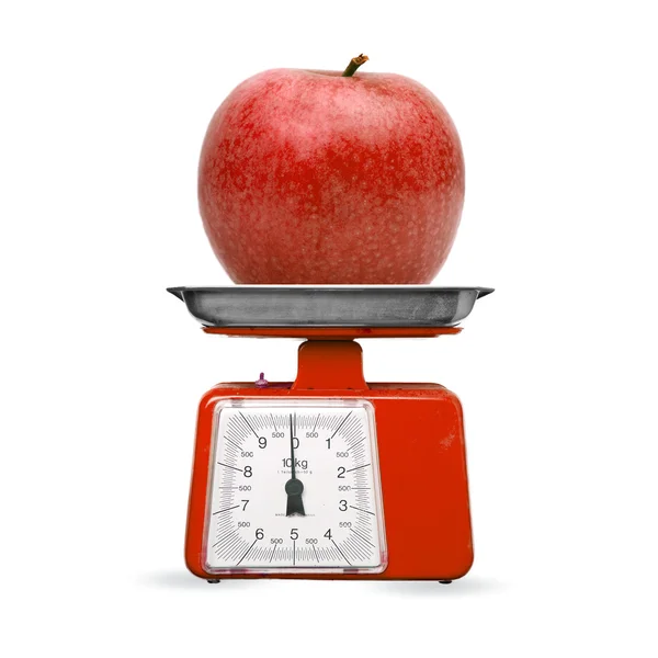 Měřítko a apple — Stock fotografie