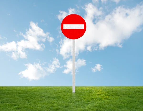 Forbidden signal on grass — Stock Photo, Image
