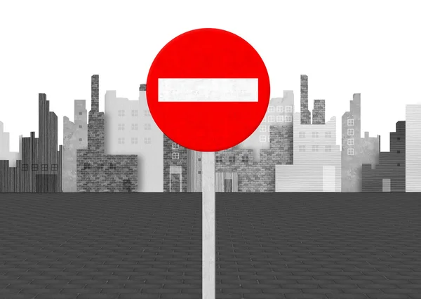 Forbidden sign on city background — Stock Photo, Image