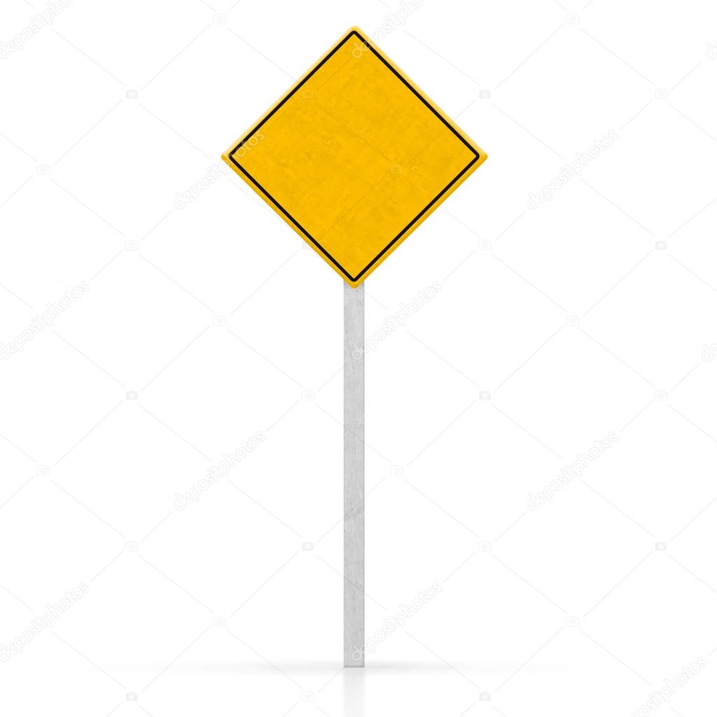 Empty yellow road sign