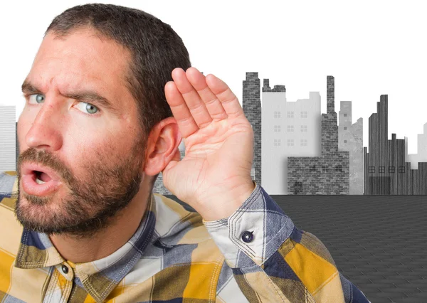 Young man trying to listen — Stock Photo, Image