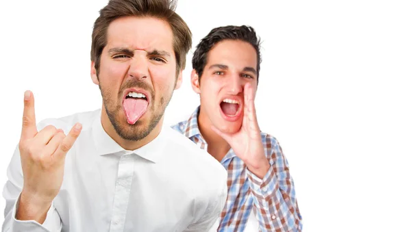 Two young men in disagree pose — Stock Photo, Image