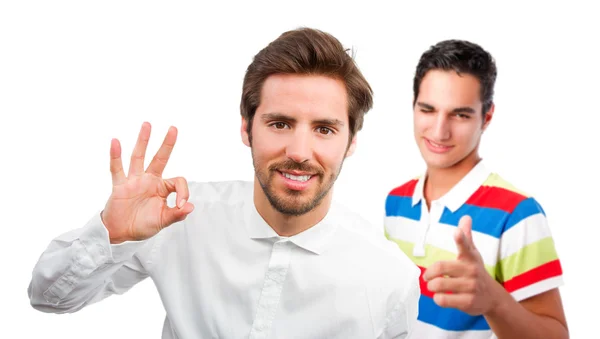 Two men with all right gesture — Stock Photo, Image