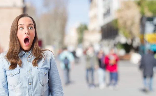 Young pretty student surprised — Stock Photo, Image