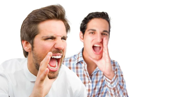 Dois jovens gritando — Fotografia de Stock