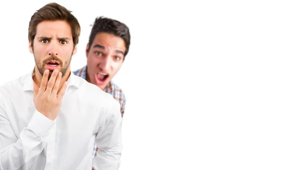 Two young men in surprised pose — Stock Photo, Image