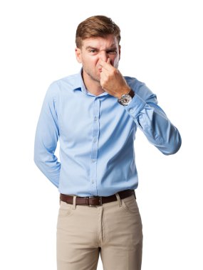 blond man bad smell sign clipart